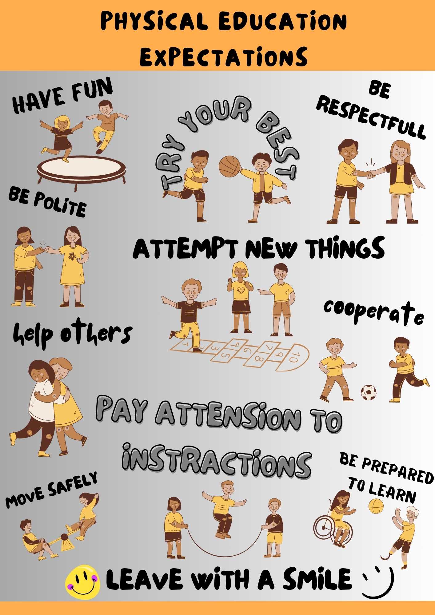 Physical Education Expectations Poster for PE class