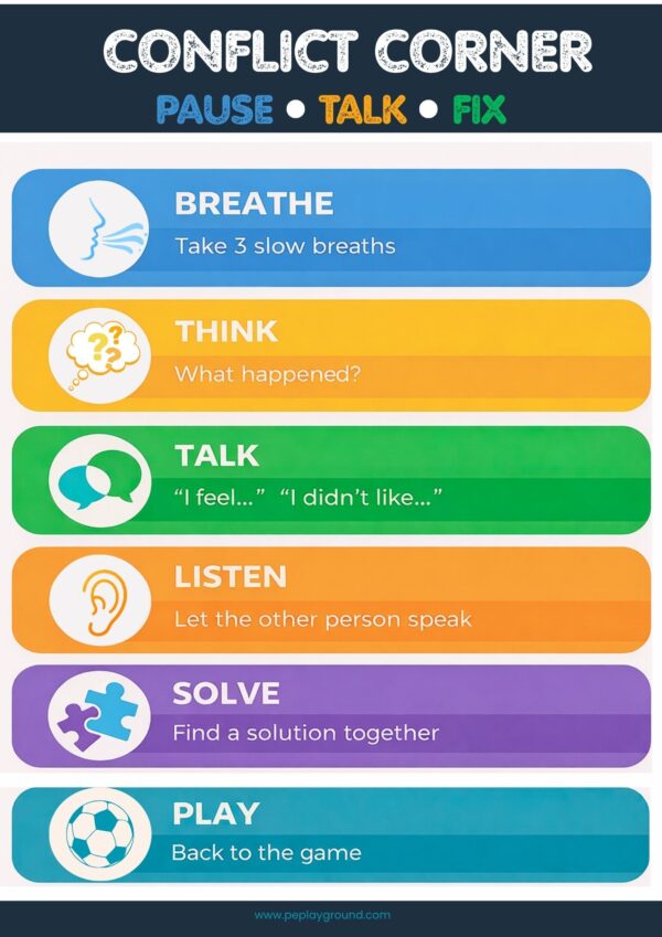 EN_CONFLICT CORNER Conflict Corner Poster | Social Emotional Learning for P.E.